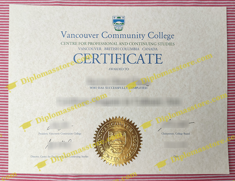 Vancouver Community College certificate, Vancouver Community College diploma,