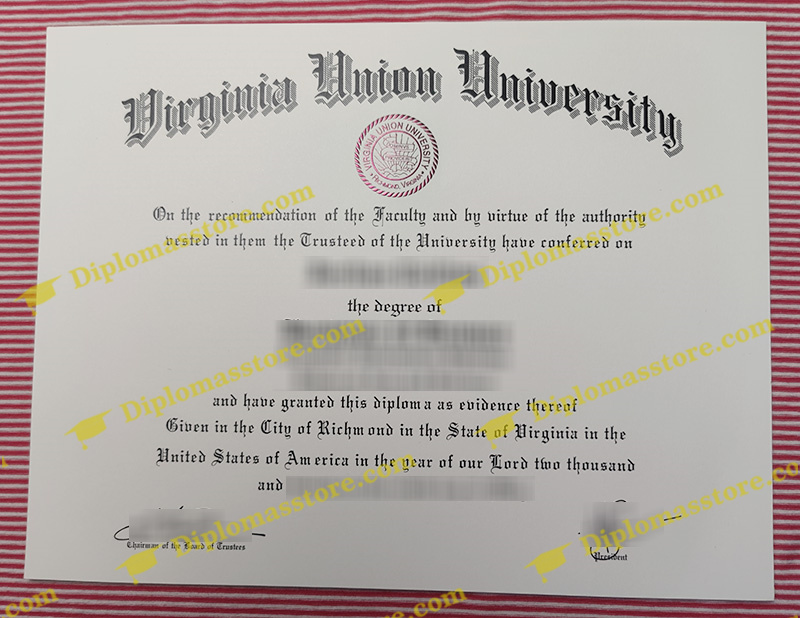 Virginia Union University diploma, Virginia Union University degree,