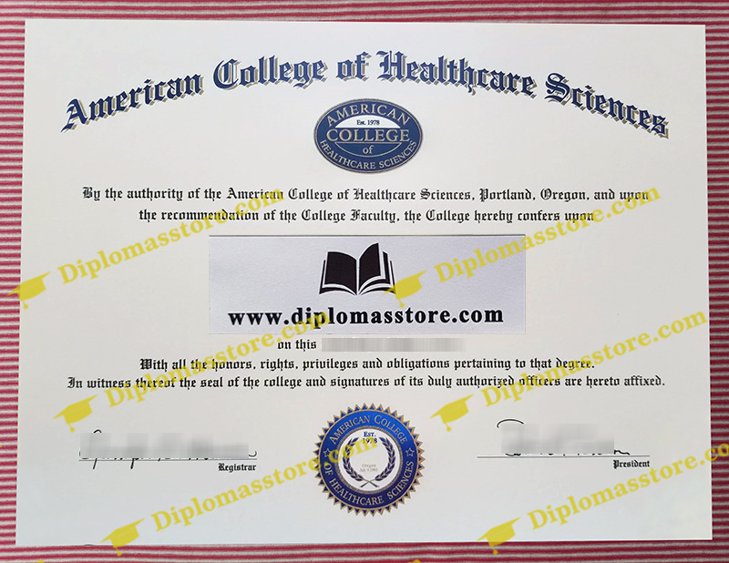 American College of Healthcare Sciences diploma, American College of Healthcare Sciences degree,