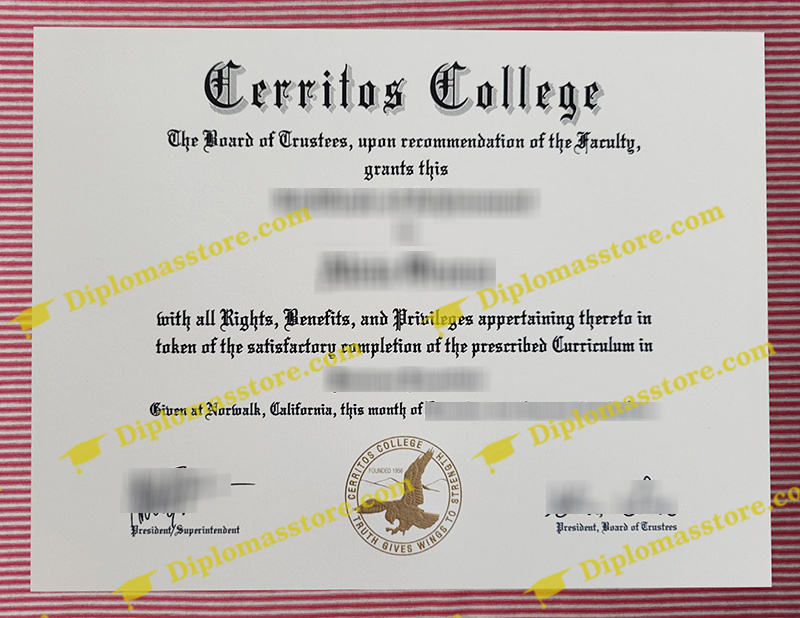 Cerritos College diploma, Cerritos College certificate,
