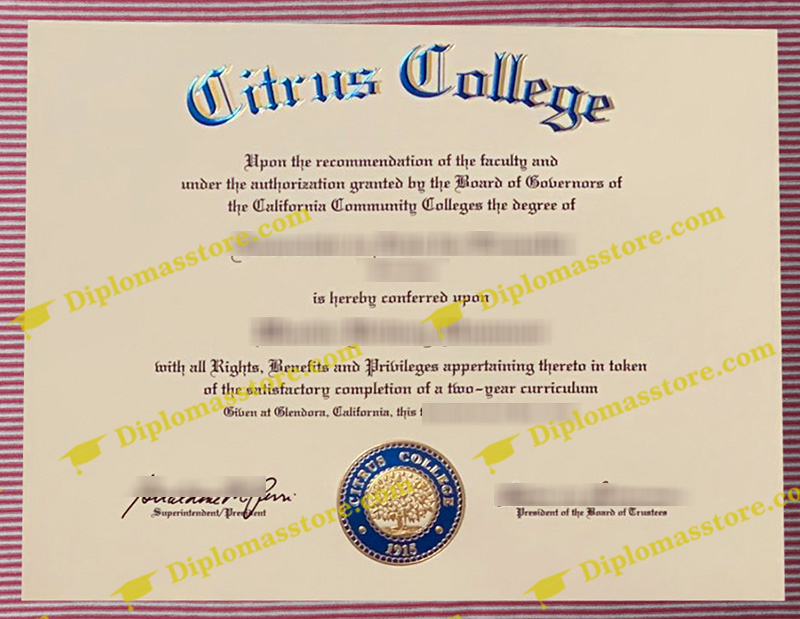 Citrus College diploma, Citrus College degree,