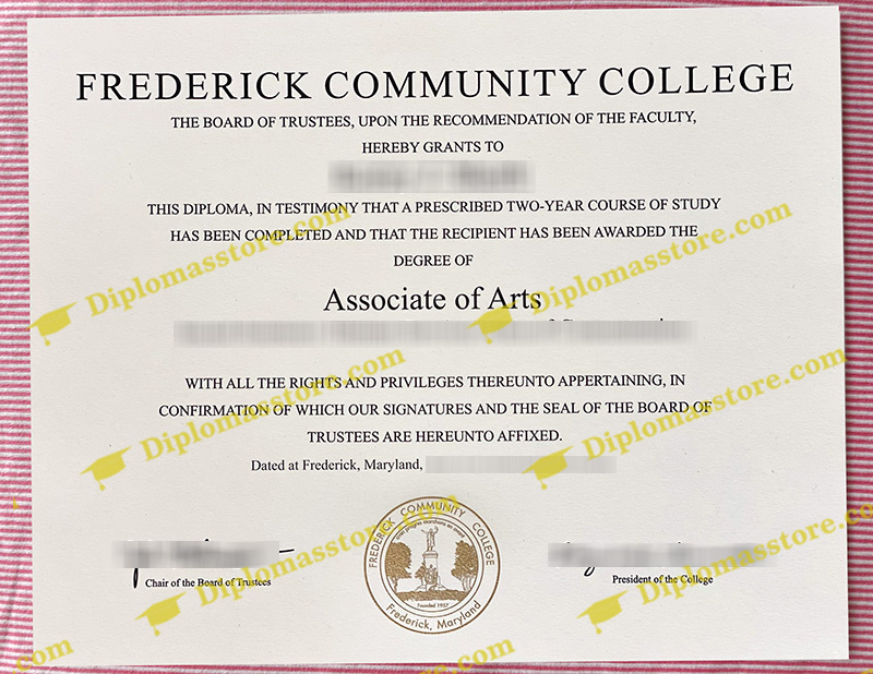 Frederick Community College diploma, Frederick Community College associate degree,