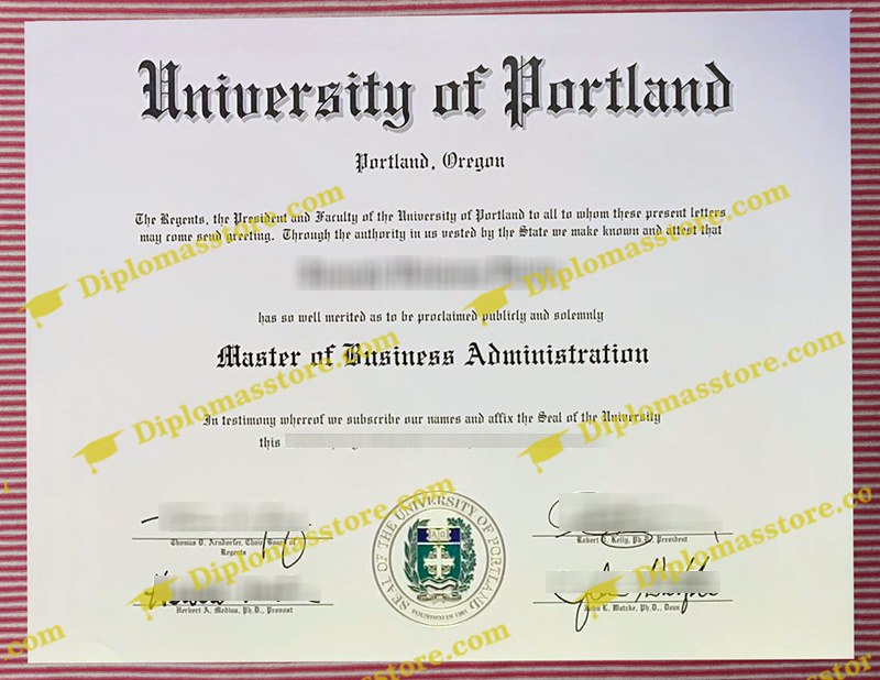 University of Portland diploma, MBA diploma,